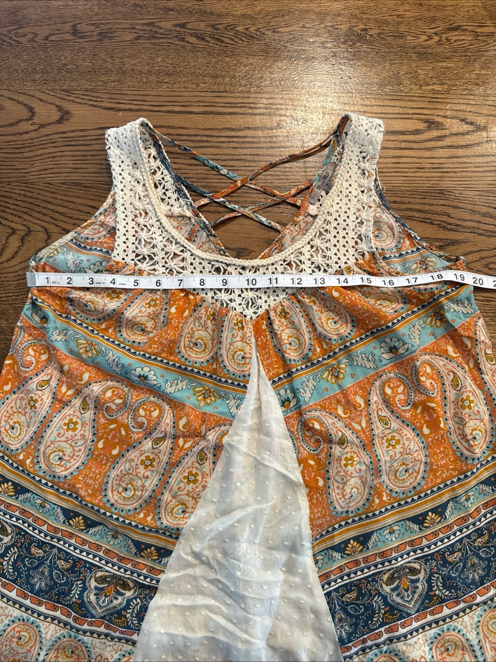Miss Me Boho Paisley Tank Top Lace Fringe Festival Y2K Western Cami Medium M - Picture 3 of 6
